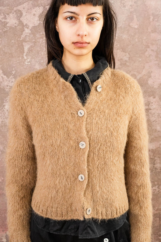 Sula Nickel Cardi Fluffy Alpaca Knit - Beige