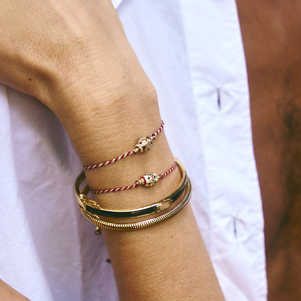 Fine French Red And White Thread Bracelet - 'Malecon'