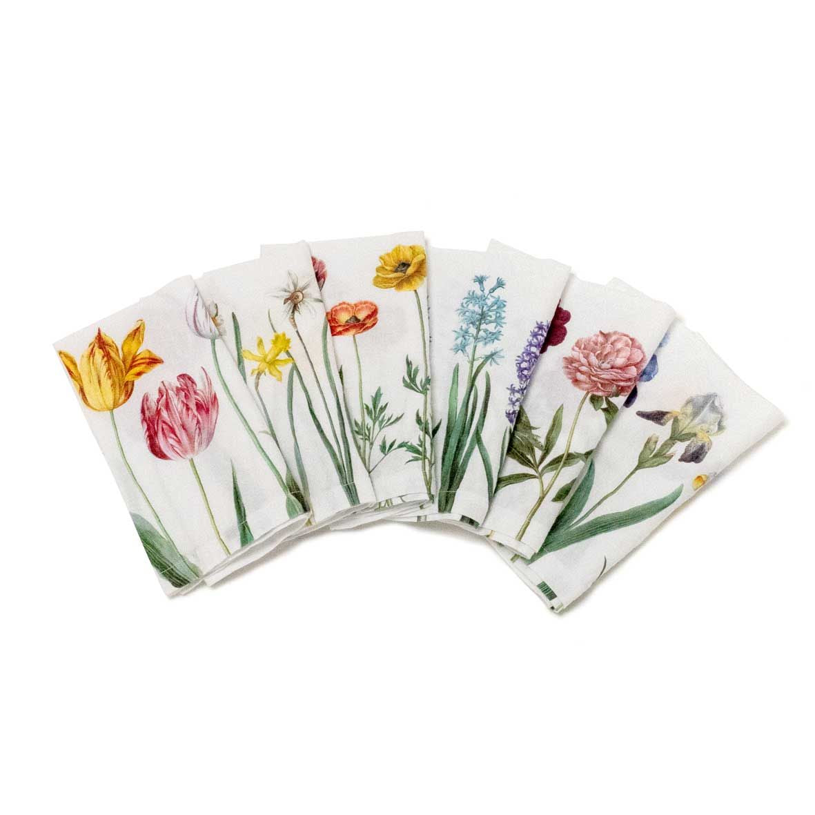 European Linen 'Early Flowers' Set of 6 Linen Napkins