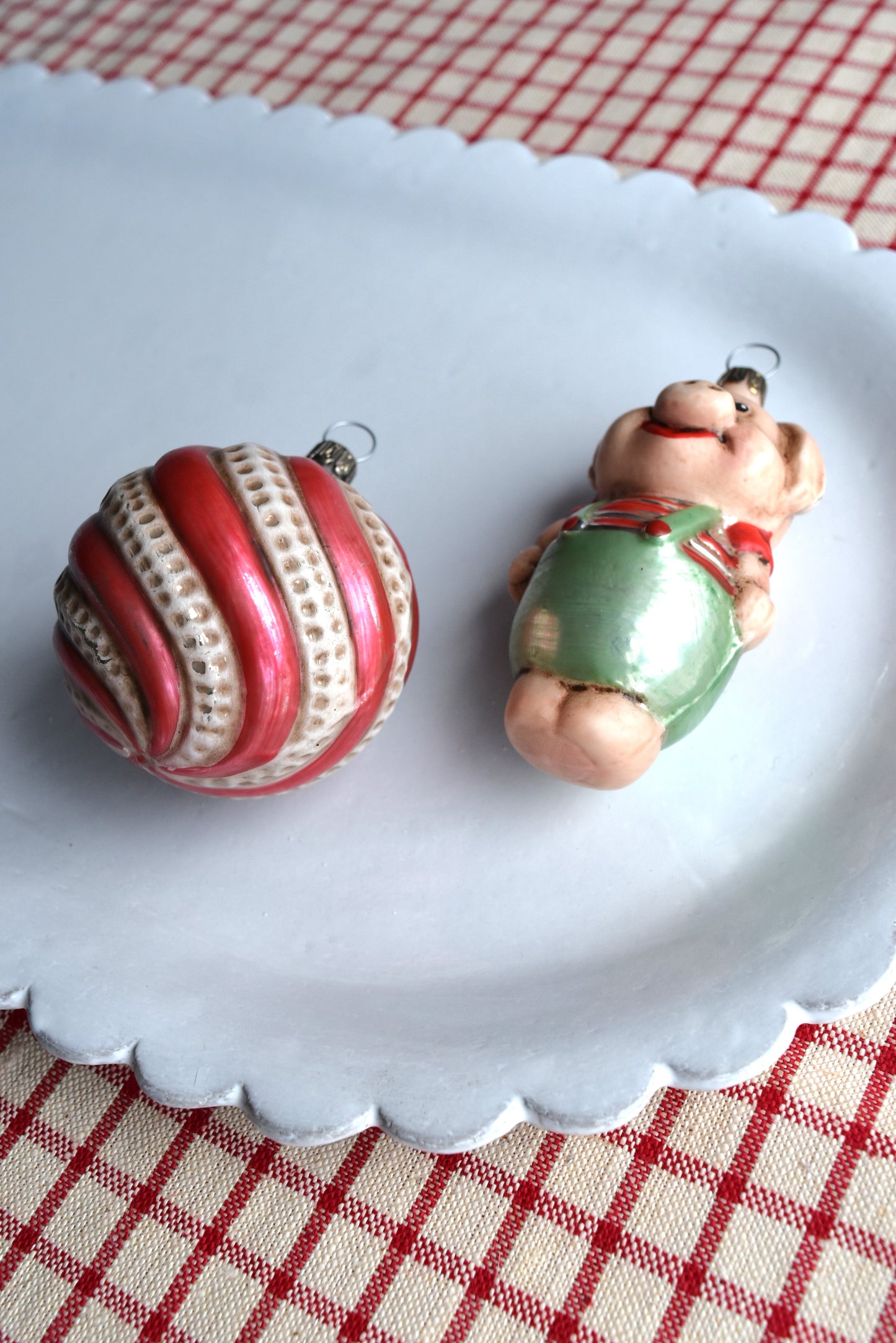 Pig in Pants & Swirl - Nostalgic German Christmas Ornaments - Set VIII