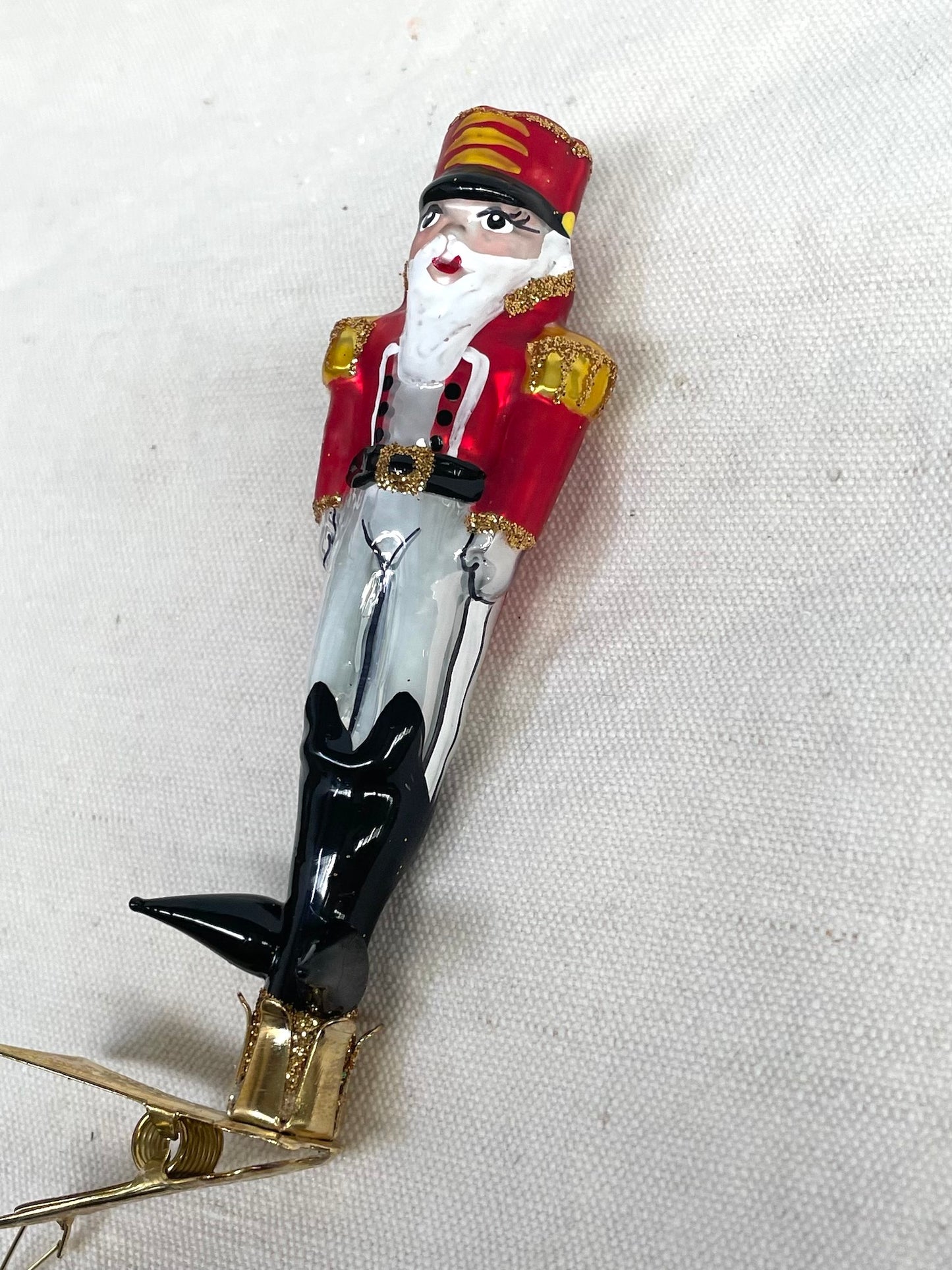 Polish Glass Christmas Ornament - Small Red Nutcracker