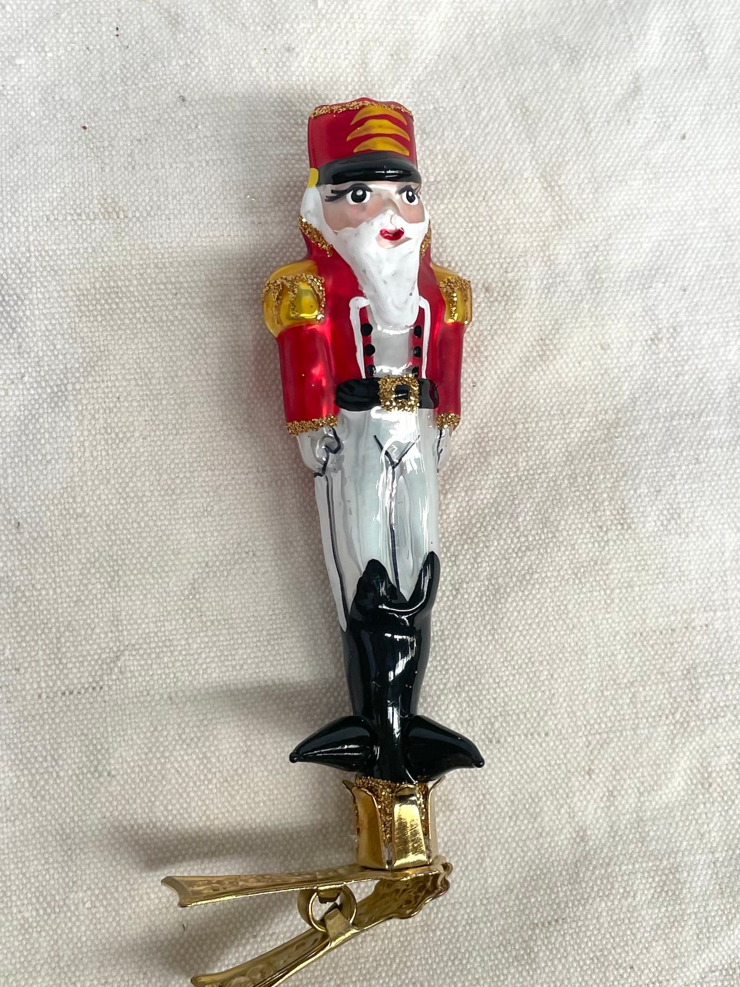 Polish Glass Christmas Ornament - Small Red Nutcracker