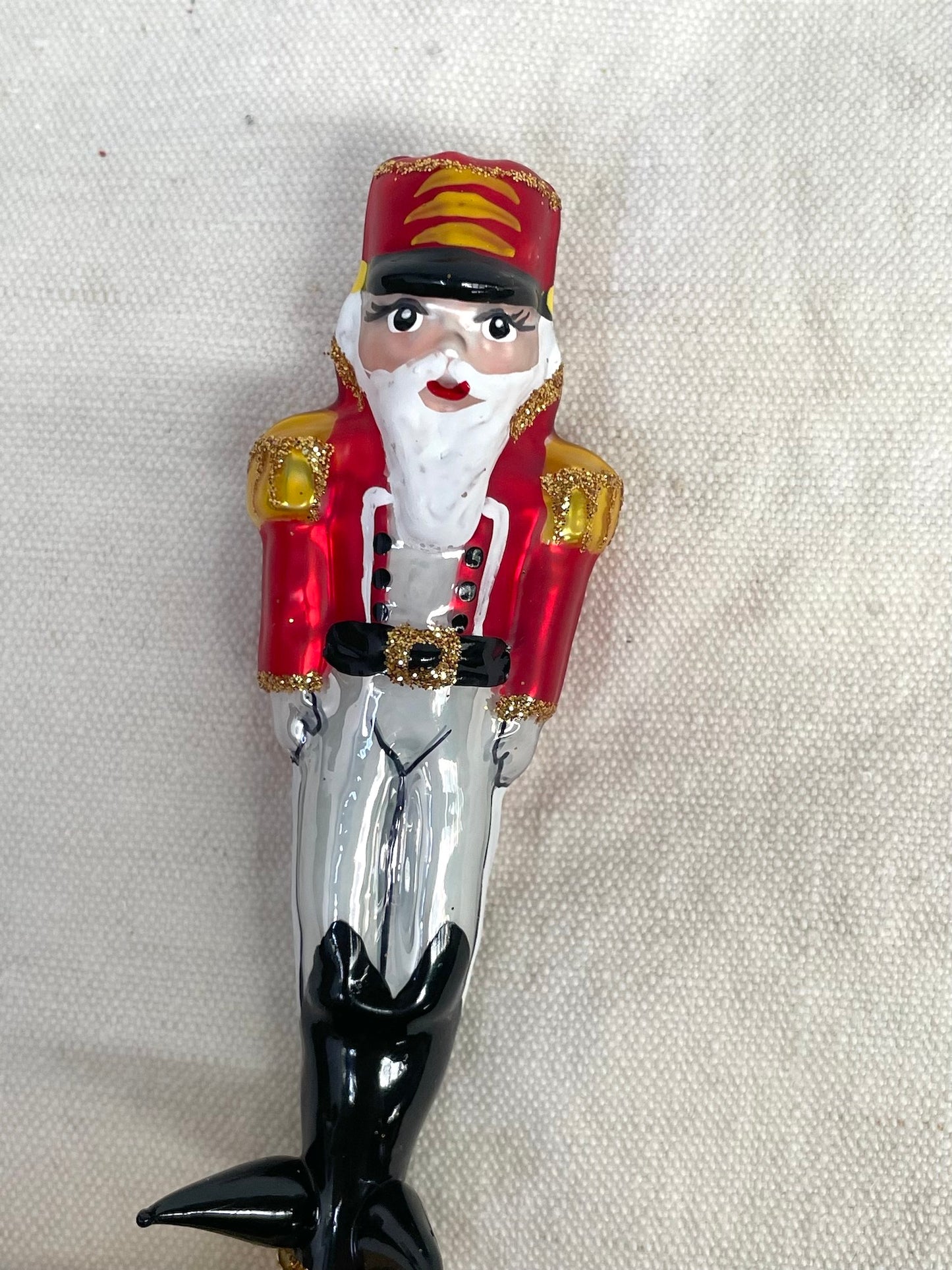 Polish Glass Christmas Ornament - Small Red Nutcracker