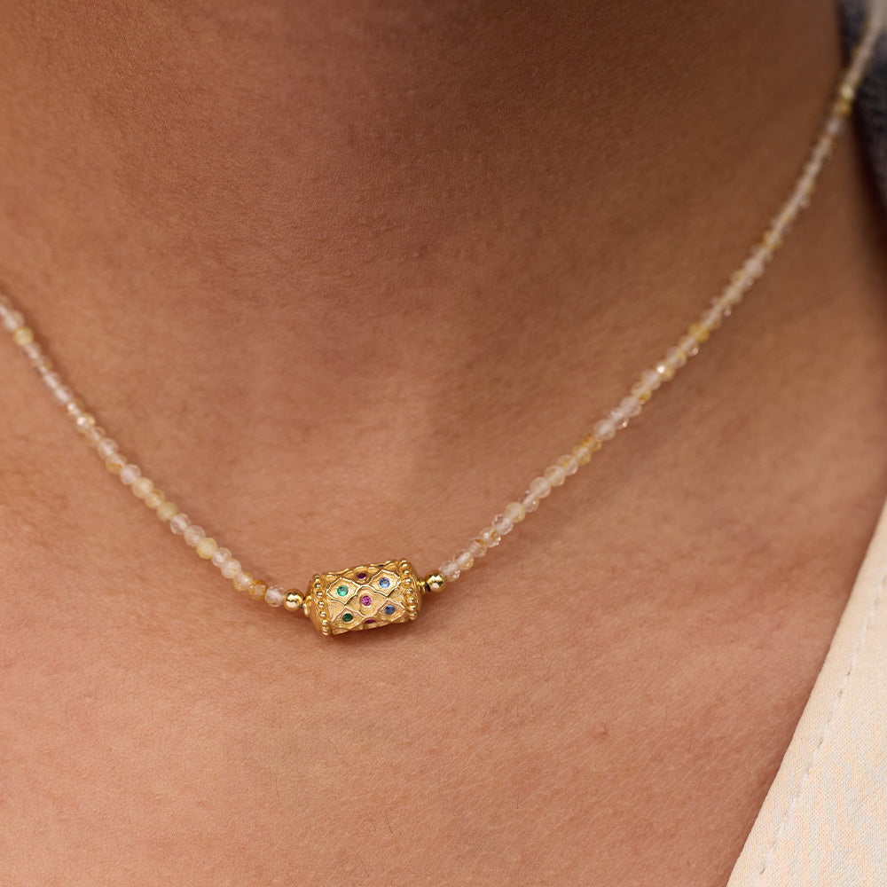 Fine French Gold And Stone Short Necklace - 'Rakhi I See You'