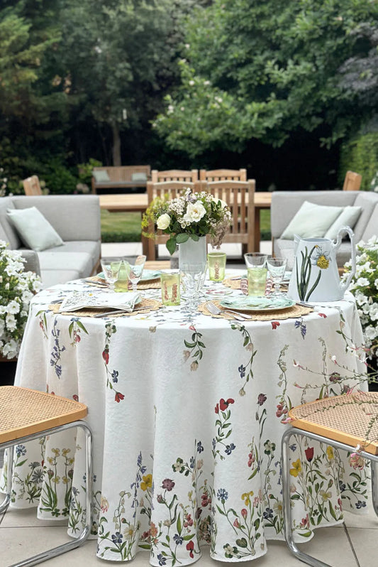 Summerill & Bishop x John Derian 'Botanical Wildflower' Round Linen Tablecloth