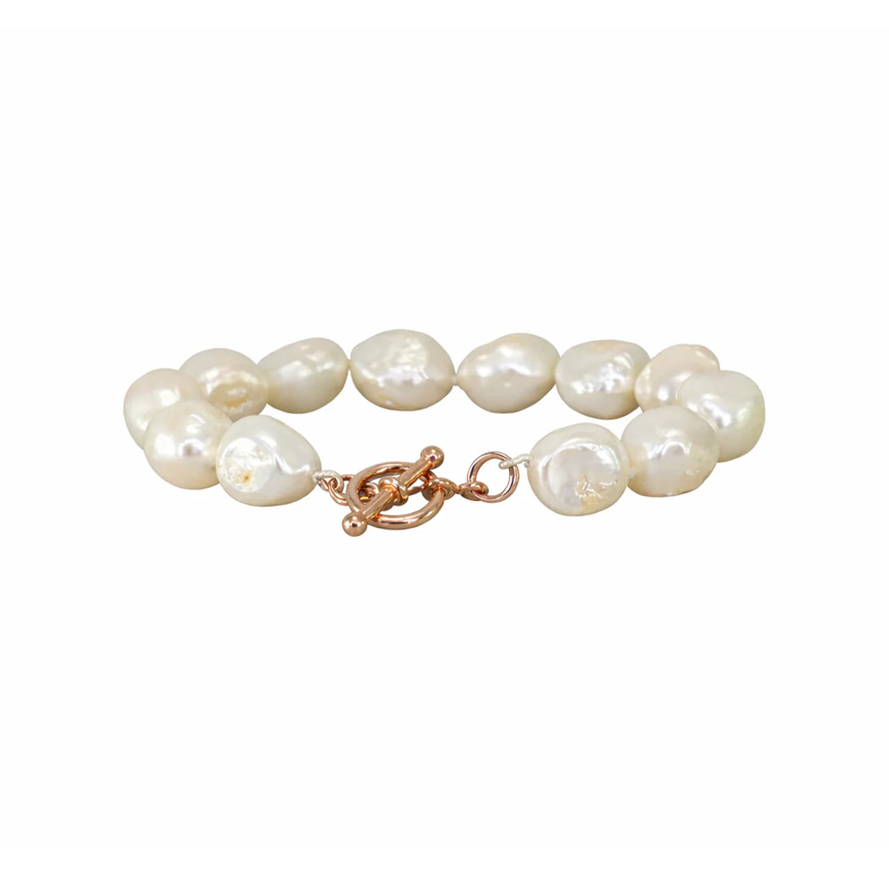 Italian Rose Gold Bracelet With Baroque Pearls