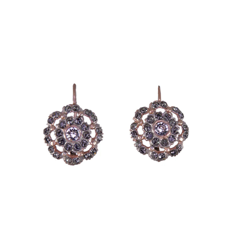 Italian Fume Crystal Flower Large Earrings