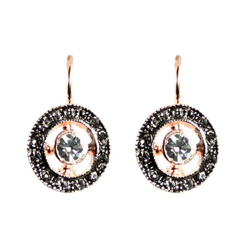 Italian Round Crystal Centre Cutout Earrings