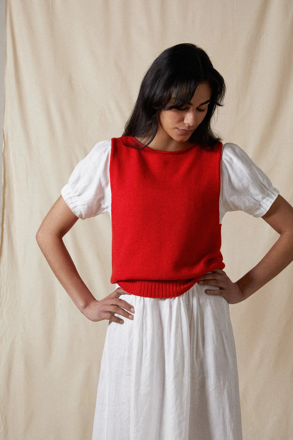 Francie Star Knit Vest Cherry