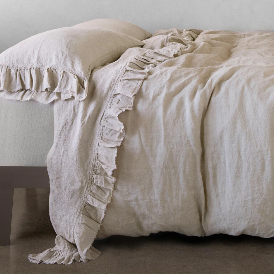 Hale Mercantile 'Kristine' Frill Edge Linen Flat Sheet