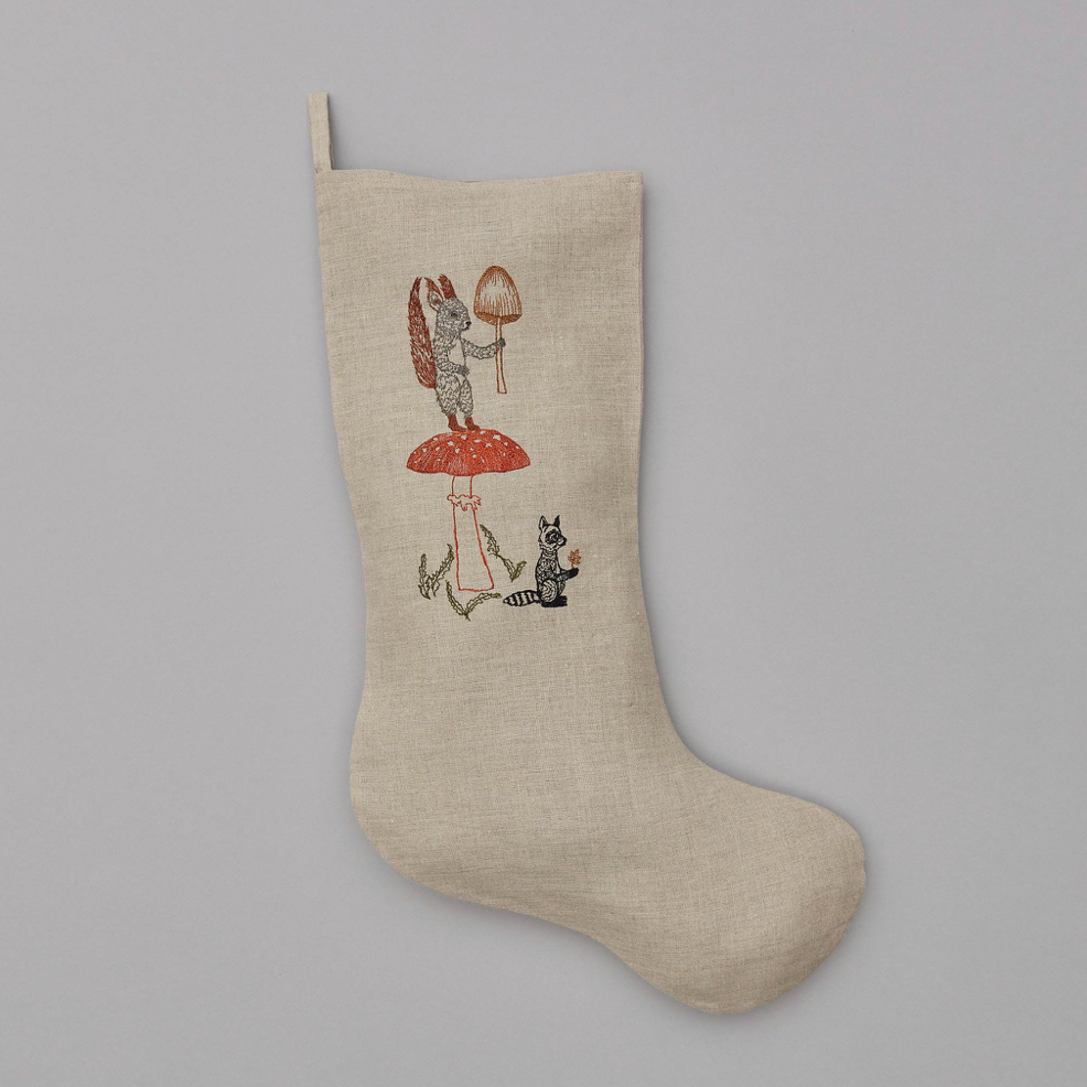 Coral & Tusk Squirrel with Mushroom Large Stocking
