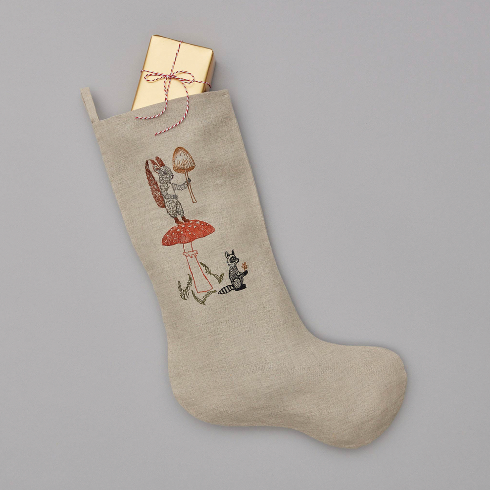 Coral & Tusk Squirrel with Mushroom Large Stocking