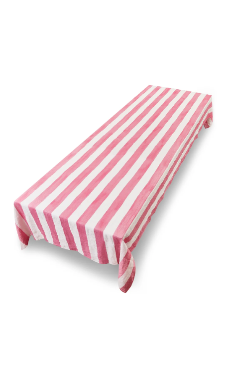 Summerill & Bishop 'Pink & White Stripe' Linen Tablecloth