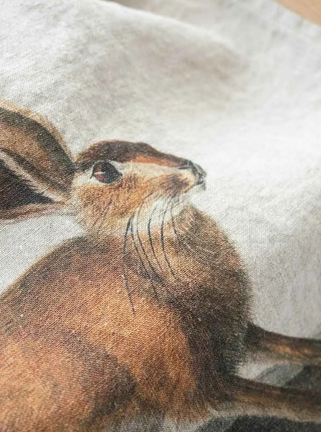 European Linen 'Hare & Squirrel' Pair of Tea Towels