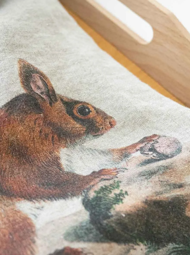 European Linen 'Hare & Squirrel' Pair of Tea Towels