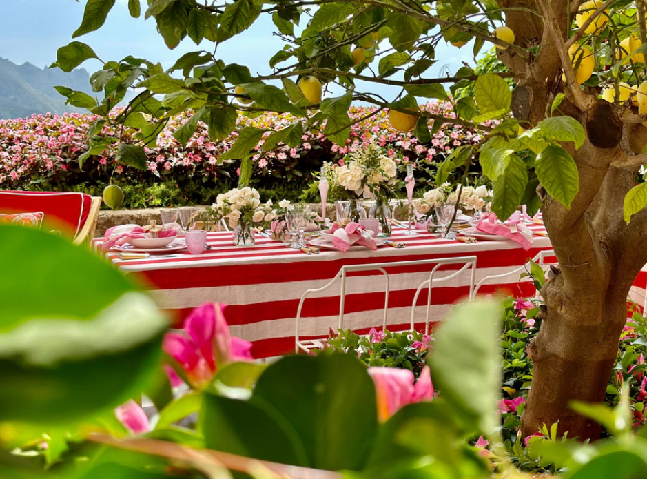 Summerill & Bishop 'Red & White Stripe' Linen Tablecloth