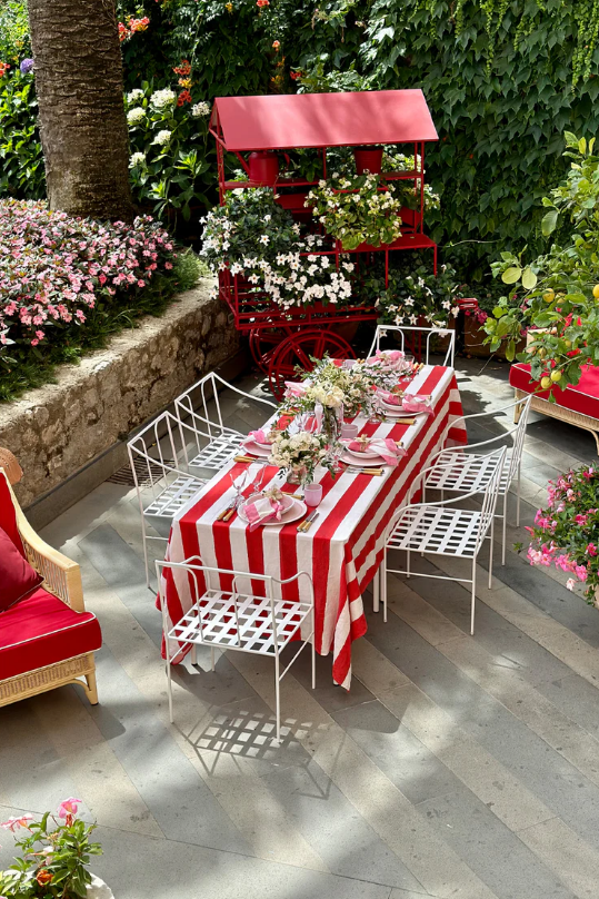 Summerill & Bishop 'Red & White Stripe' Linen Tablecloth
