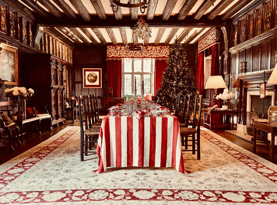 Summerill & Bishop 'Red & White Stripe' Linen Tablecloth