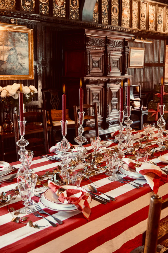 Summerill & Bishop 'Red & White Stripe' Linen Tablecloth