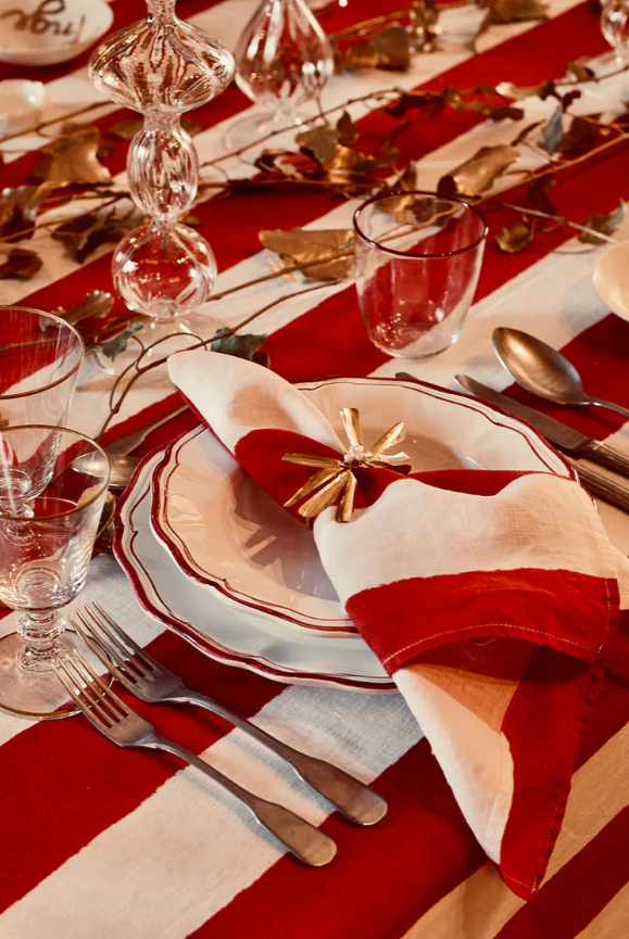 Summerill & Bishop 'Red & White Stripe' Linen Napkin