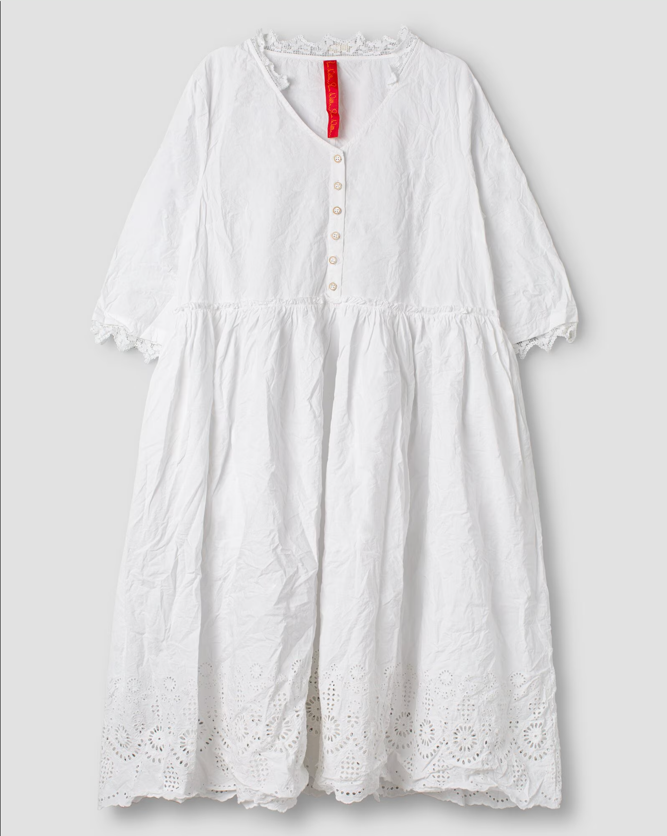 Ewa i Walla 'Mylina' Dress With Lace And Embroidered Details In White