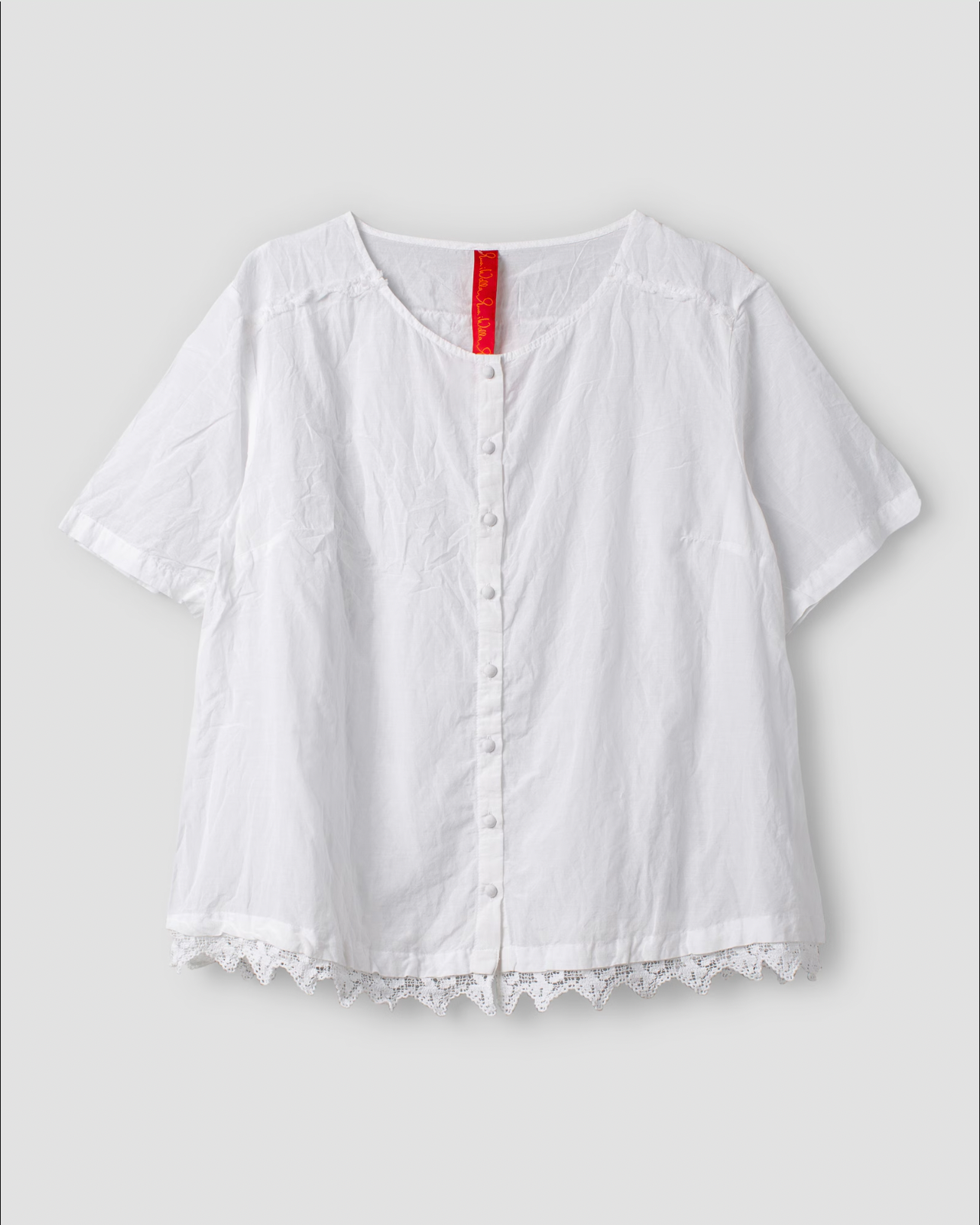 Ewa i Walla 'Gun' Blouse With Lace Hem In White