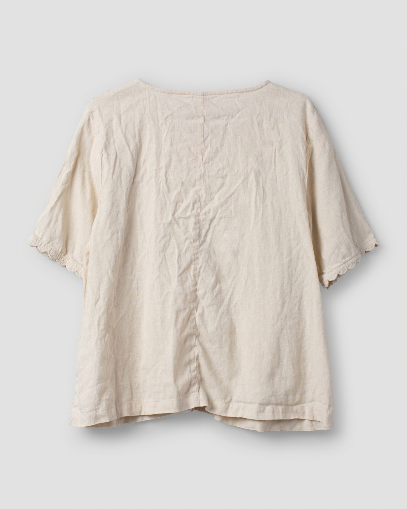 Ewa i Walla 'Indira' Linen Blouse With Embroidered Collar In Bone
