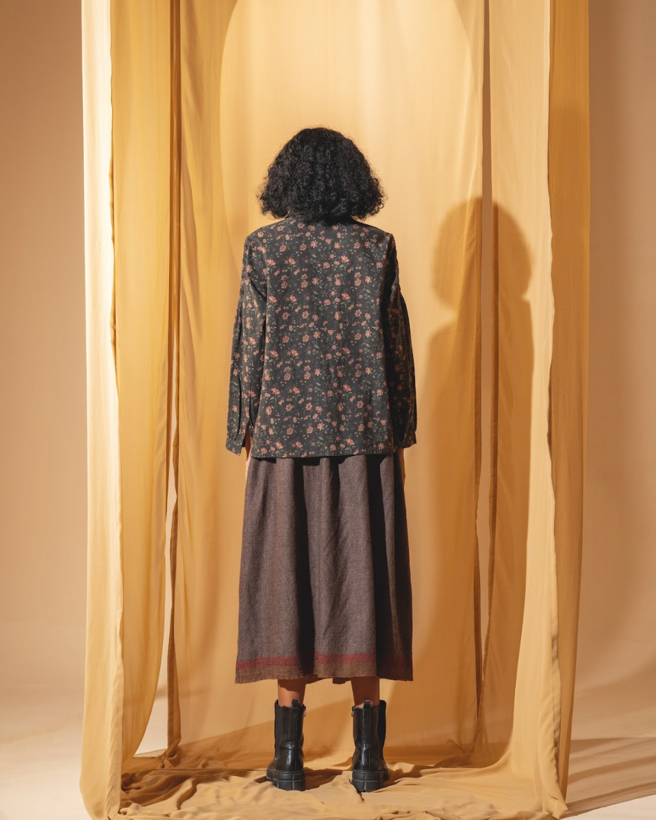 DVE 'Lola' Printed Shirt- Charcoal