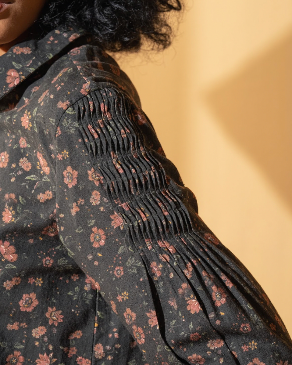 DVE 'Lola' Printed Shirt- Charcoal