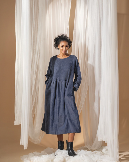 DVE 'Raka' Pintuck Dress - Denim