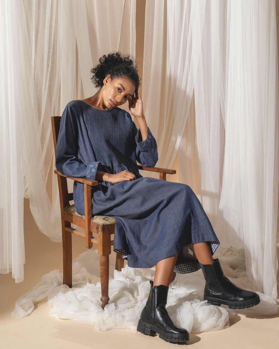 DVE 'Raka' Pintuck Dress - Denim