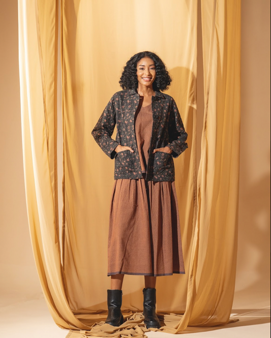 DVE 'Rutvi' Printed Jacket - Charcoal