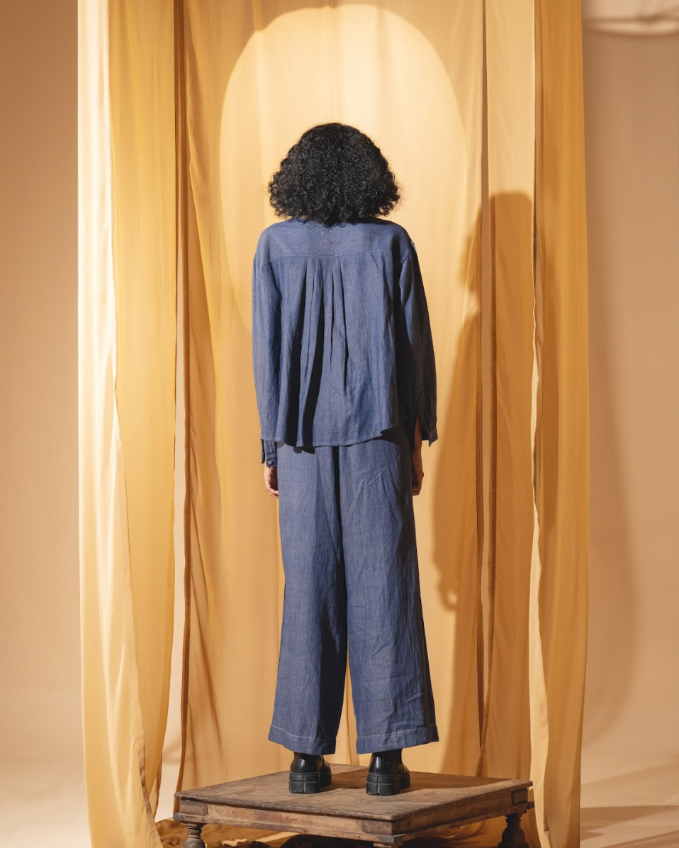 DVE 'Varalika' Embroidered Top - Denim