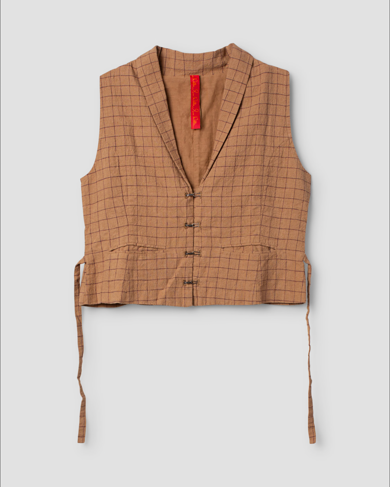 Ewa i Walla 'Rigmor' Checked Linen Vest In Cinnamon
