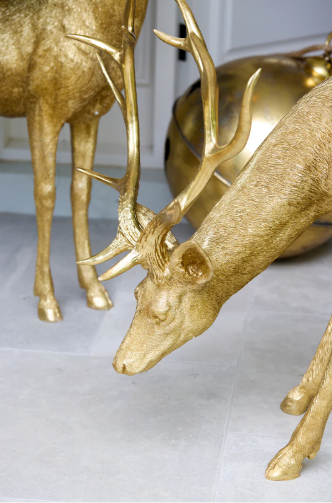 Gold Bowing Reindeer - Large
