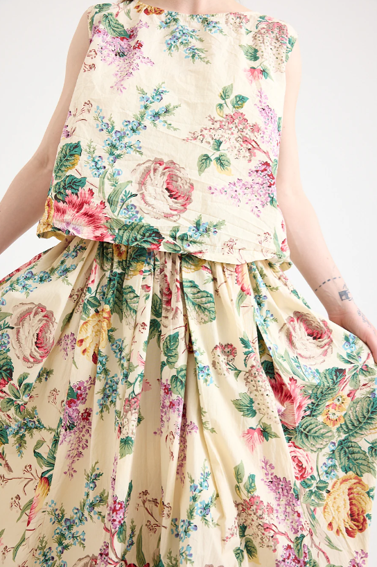 Metta Anna Top - Cotton Poplin - Bouquet Print