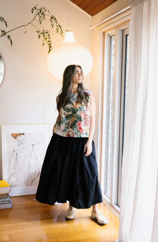 Metta Anna Top - Cotton Poplin - Bouquet Print