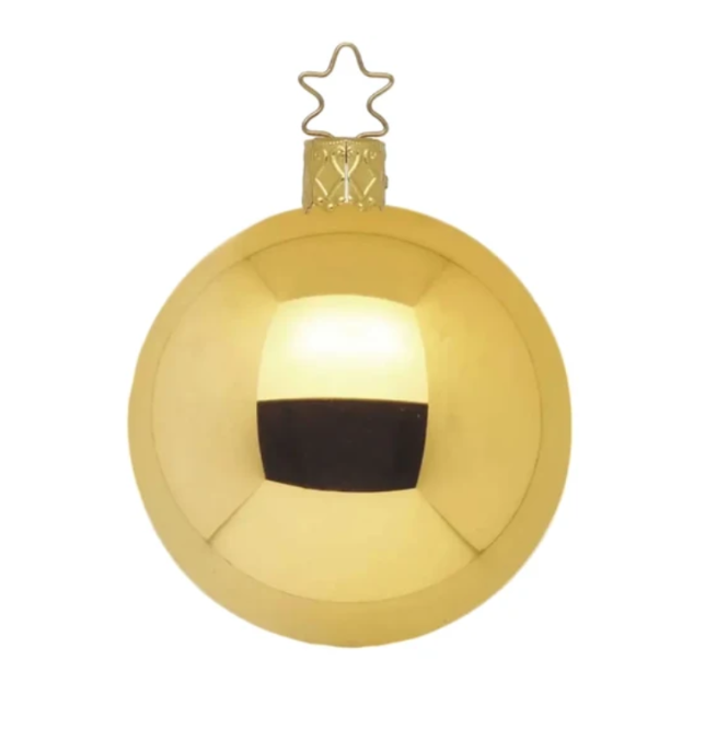 German Glass Christmas Bauble - Shiny Gold - Large