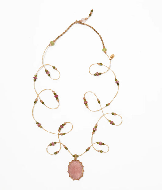 Sharing Tibetan Long Necklace Strawberry Pink