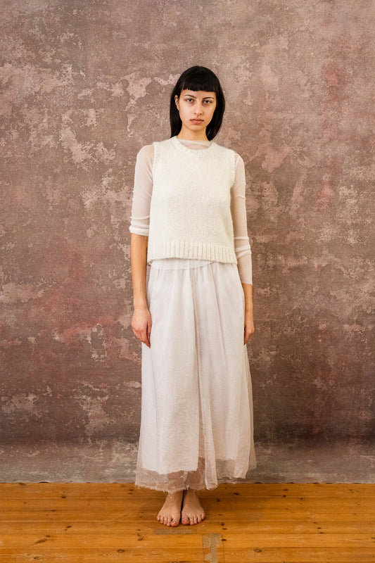 Sula Fluffy Alpaca Knit Vest - Cream