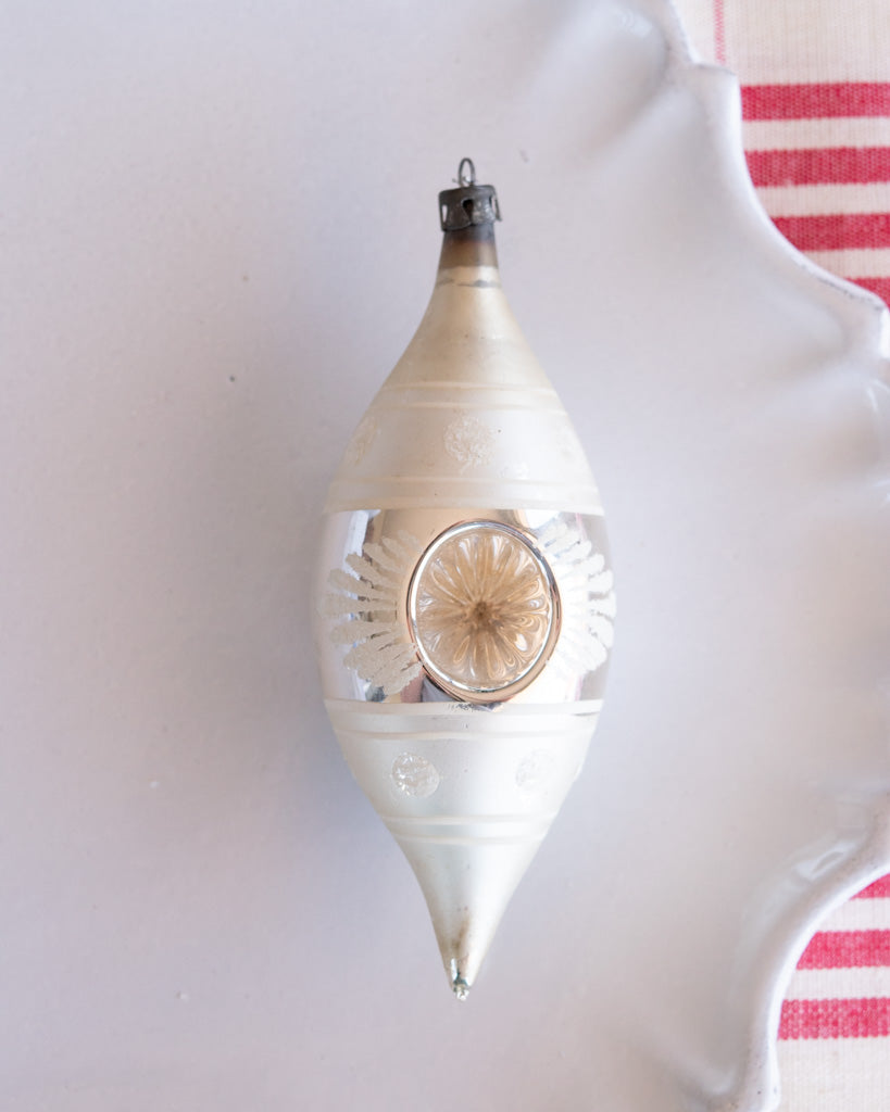 Vintage European Ornament - Pearl Silver Indent