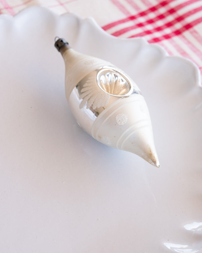 Vintage European Ornament - Pearl Silver Indent