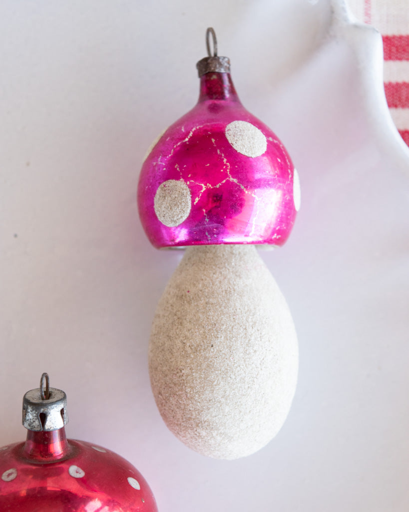 Vintage European Ornament - Mushrooms IV - Pink