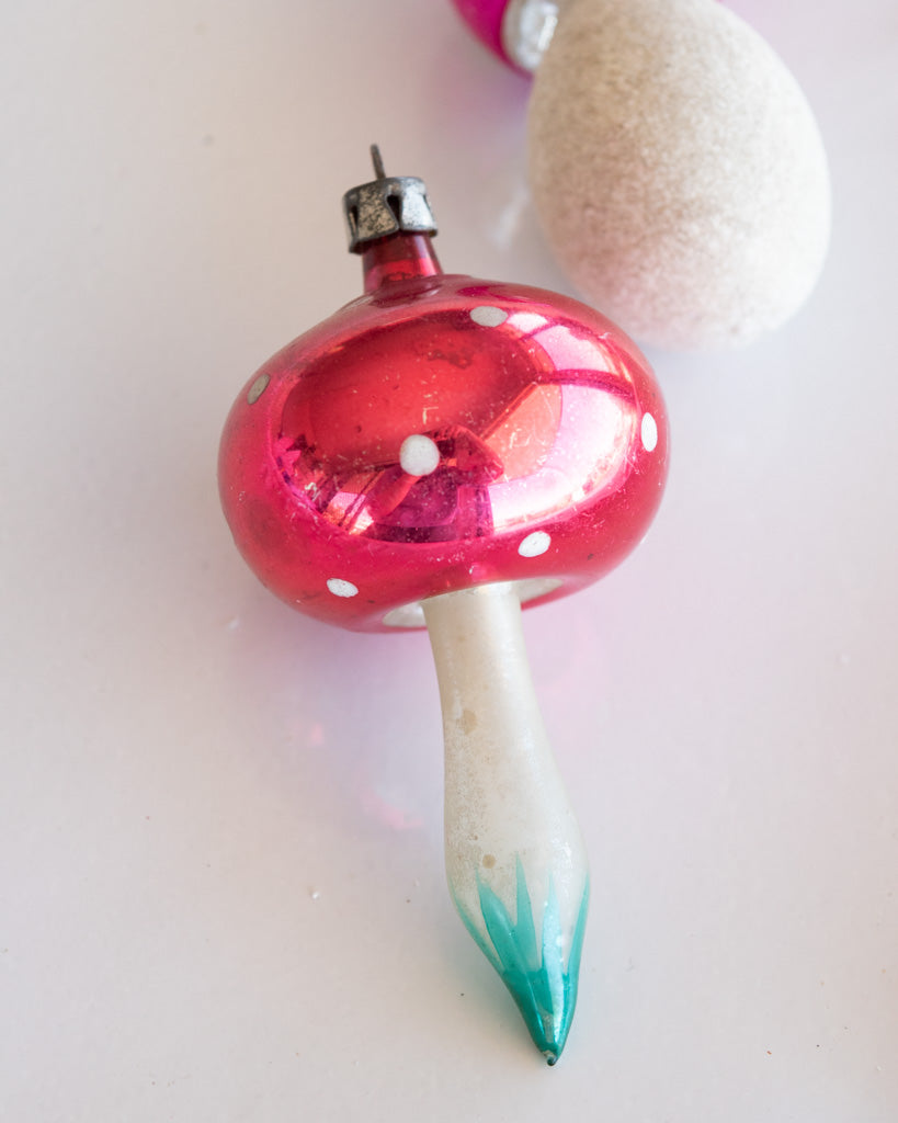 Vintage European Ornament - Mushrooms IV - Pink