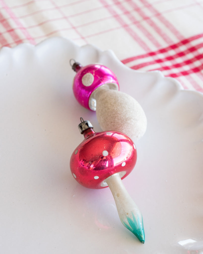 Vintage European Ornament - Mushrooms IV - Pink