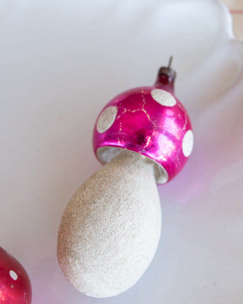 Vintage European Ornament - Mushrooms IV - Pink