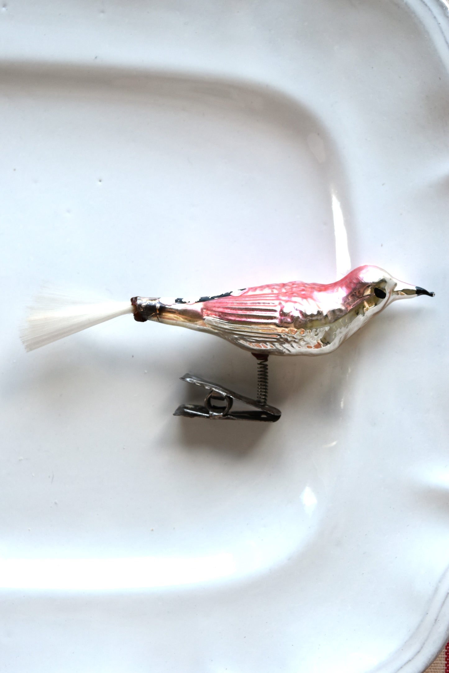 Vintage European Ornament - Pink Bird