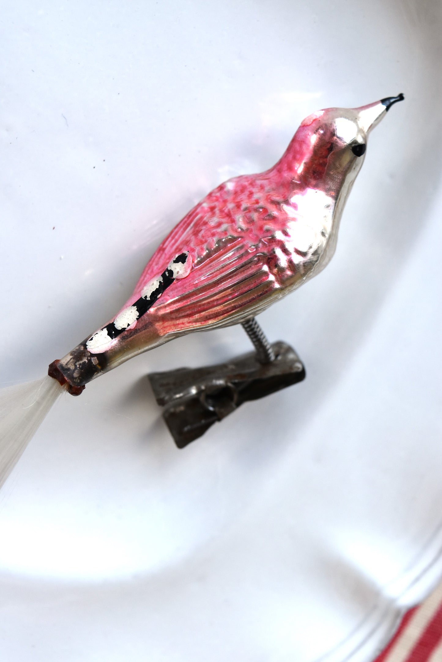 Vintage European Ornament - Pink Bird