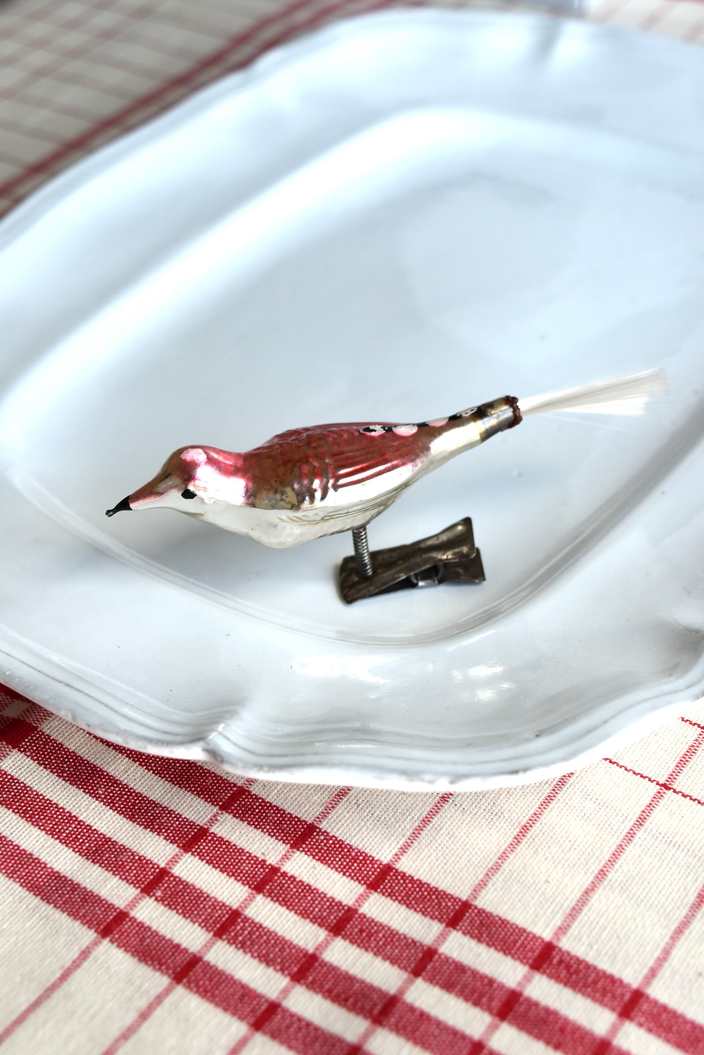 Vintage European Ornament - Pink Bird