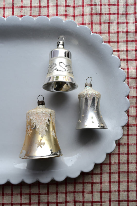 Vintage European Ornaments - Silver & Gold Bells